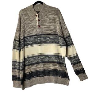 Park Slope New York Sweater Men Size 3X Striped‎ 100% Cotton 3 Button Accent